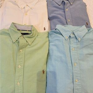 Lot of Four Ralph Lauren Men's Casual Button Down Shirts- white, 2 blues & green
